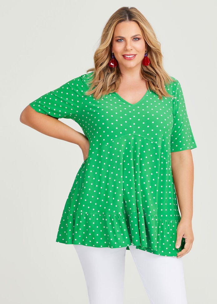 Shop Plus Size Spot V-neck Top in Green | Taking Shape AU