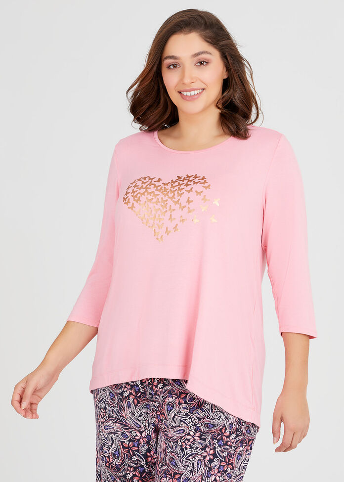 Bamboo Butterflies Pj Top, , hi-res