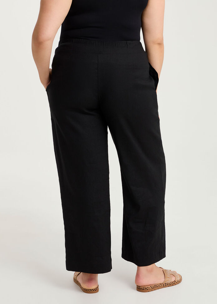 Petite Stretch Linen Relax Wide Pant, , hi-res