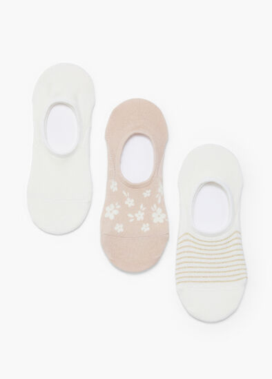 3 Pack No Show Bamboo Ditsy Socks