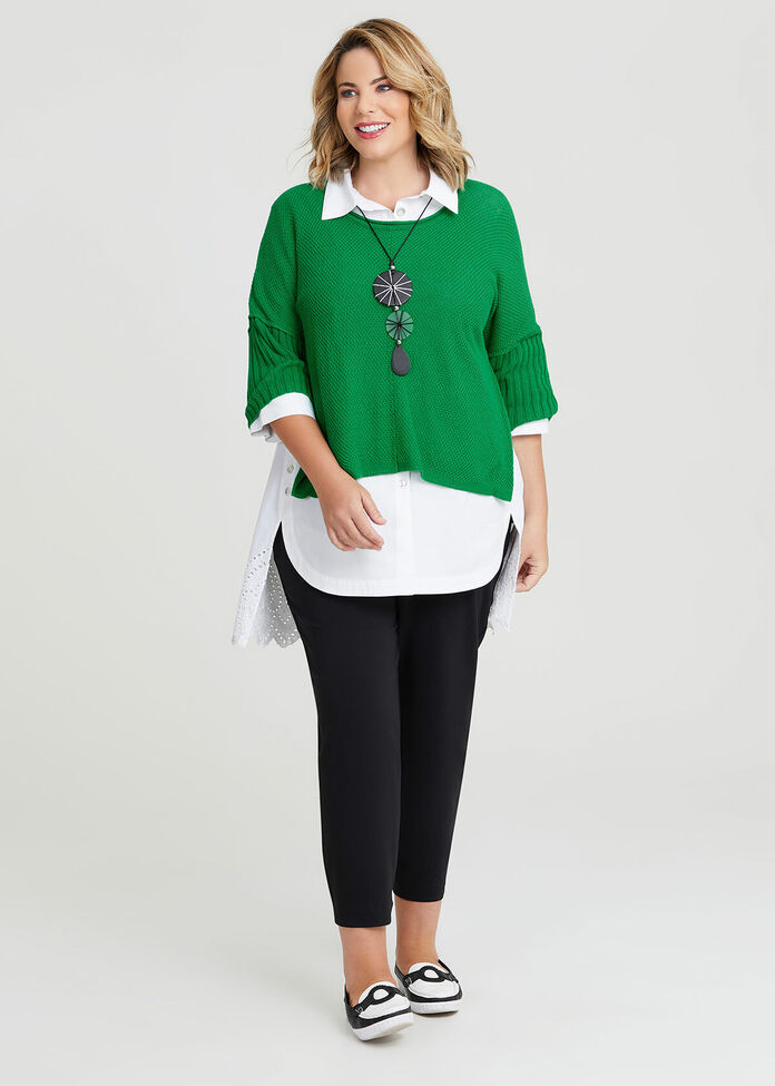 Shop Plus Size Textured Cotton Blend Jumper in Green Taking Shape AU