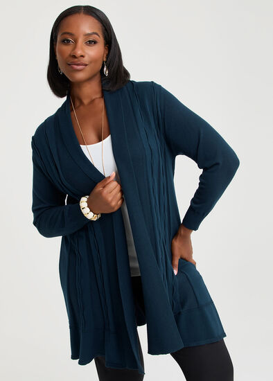 Plus Size Lettuce Edge Bamboo Knit Cardigan