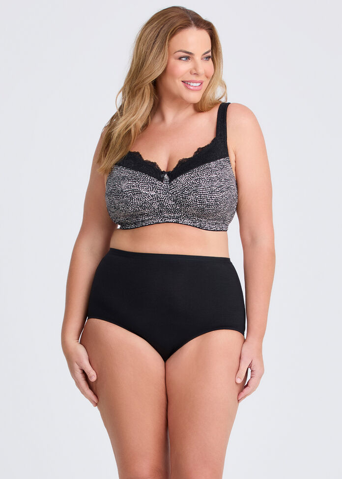 Wirefree Cotton Support Lace Bra, , hi-res