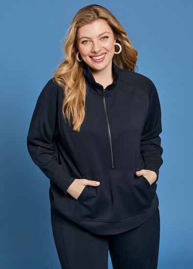 Plus Size Luxe Touch Half Zip Top