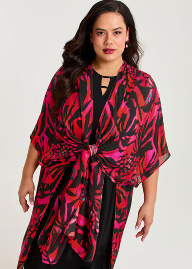 Abstract Tie Dye Cape Kimono