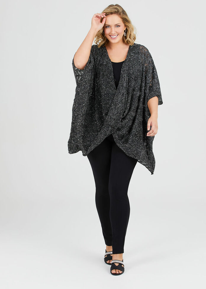 Shine Twist Front Poncho, , hi-res