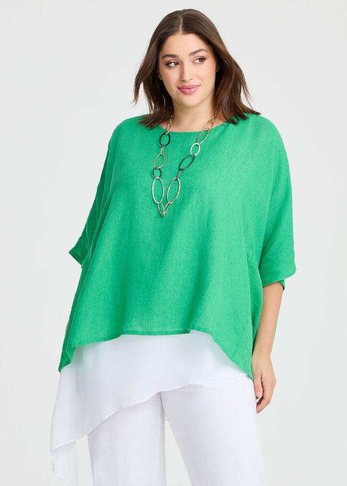 Linen Blend Carmen Overtop, , hi-res