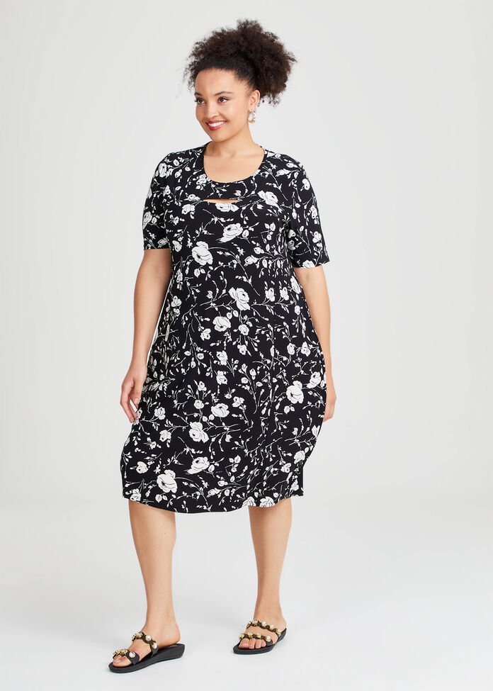 Shop Plus Size Keyhole Neck Luna Tulip Dress, Black Taking Shape AU