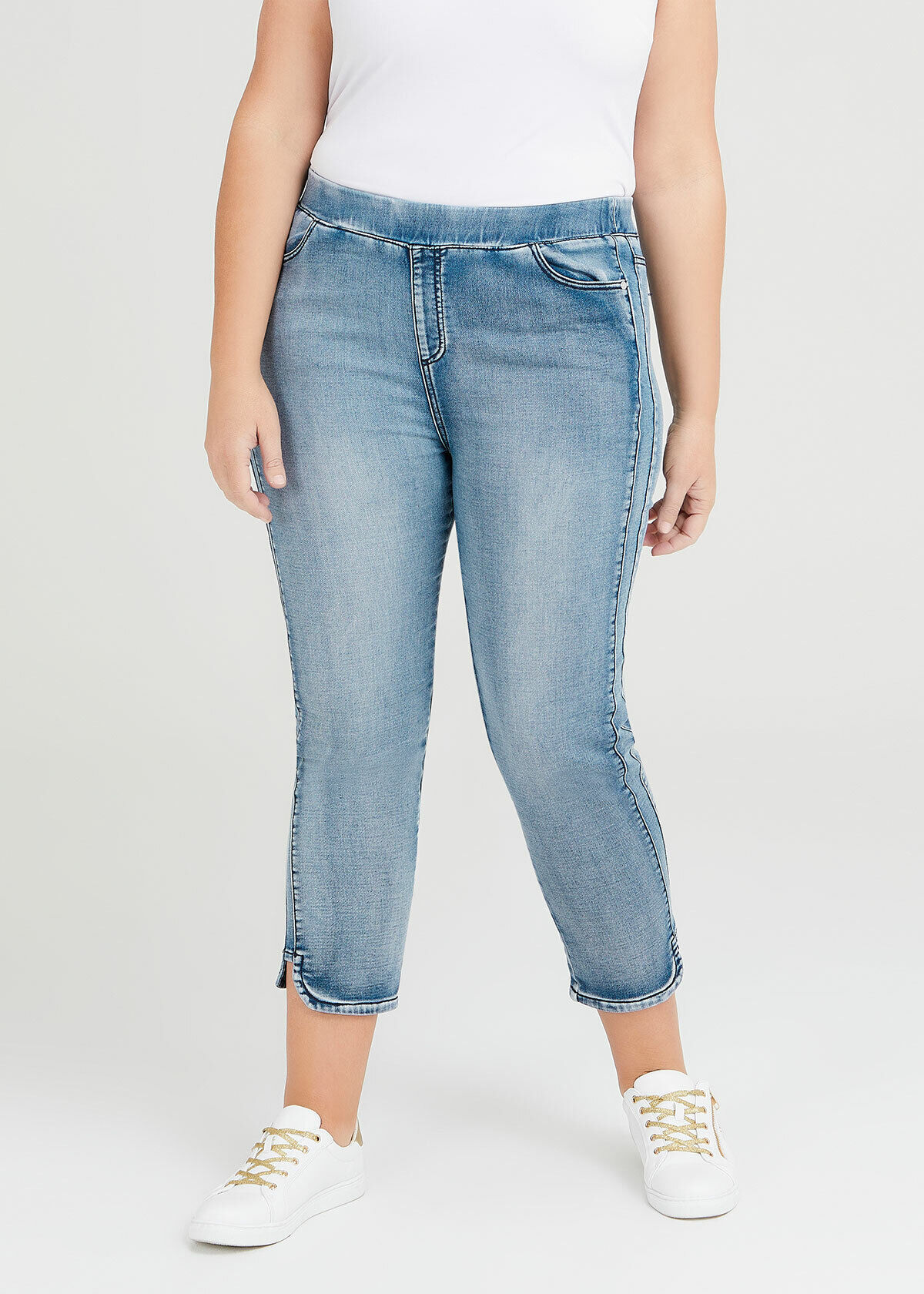 Blue jean capris plus size best sale