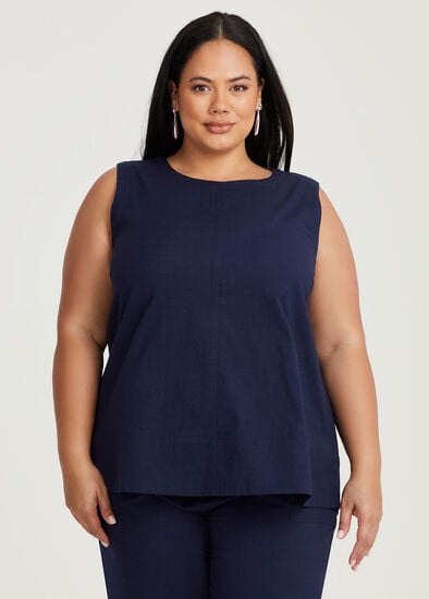 Plus Size Cotton Linen Sleeveless Top