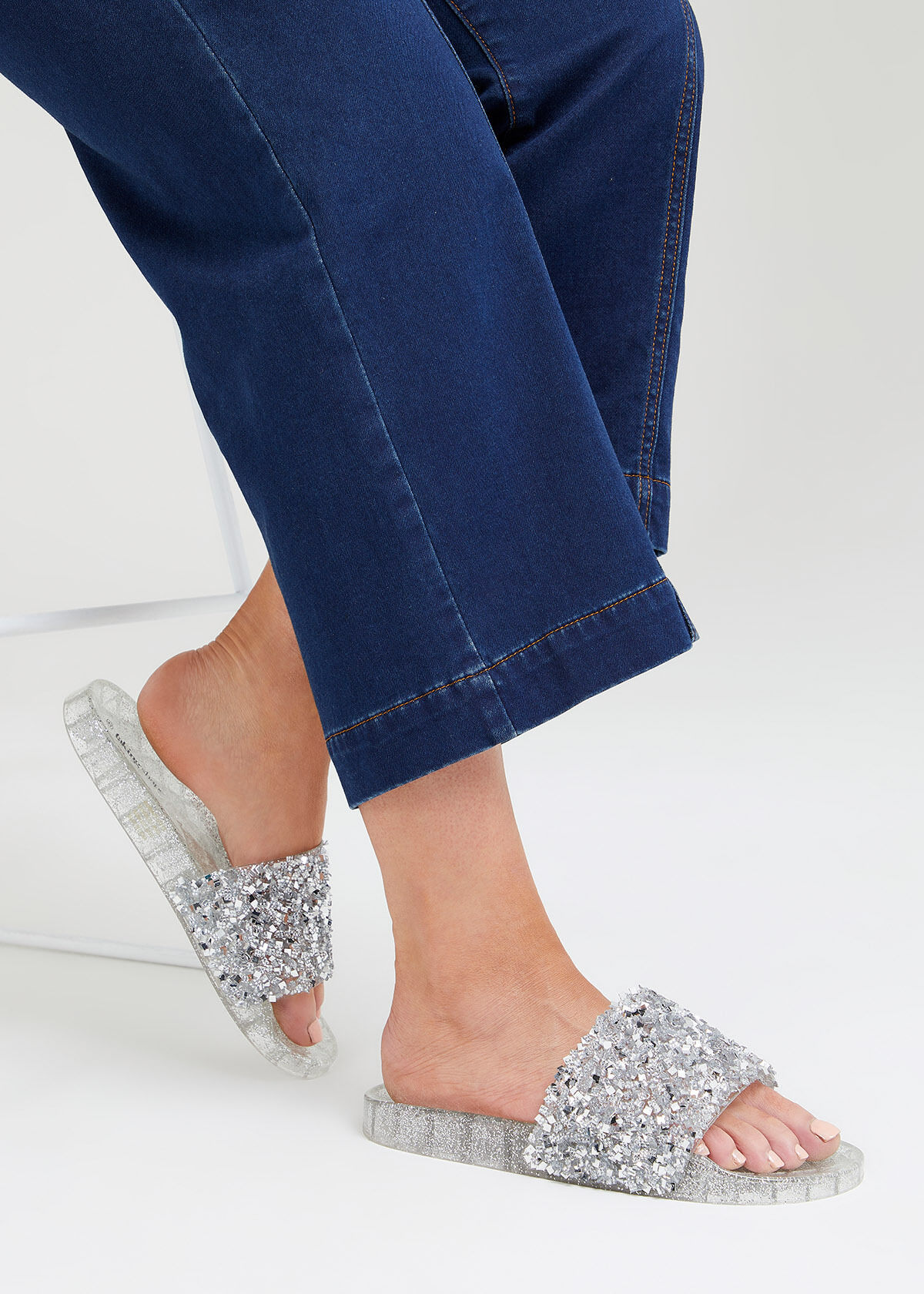 Shop Silver Bling Slide Comfortable Shoes Taking Shape AU