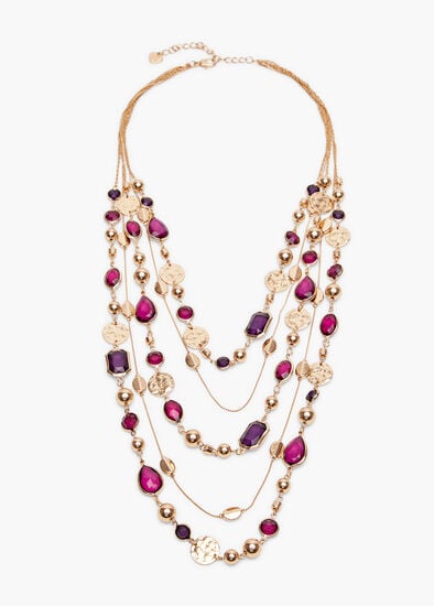 Layered Jewel Statement Necklace