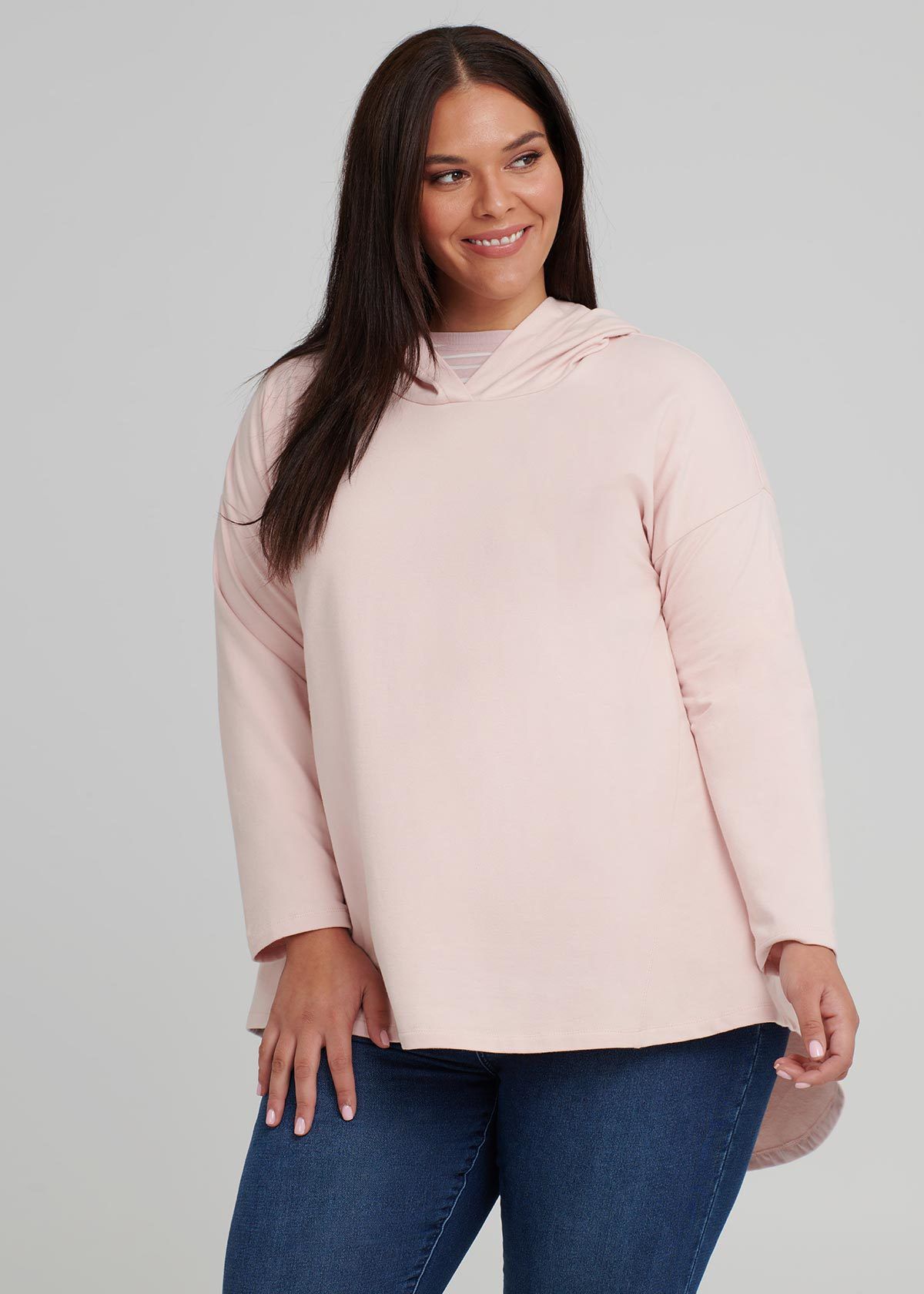 Shop Plus Size Quartz Hooded Tunic in Pink Taking Shape AU