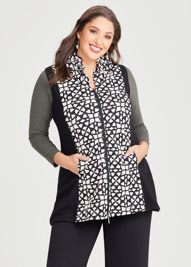 Plus Size Spliced Snug & Jacquard Vest
