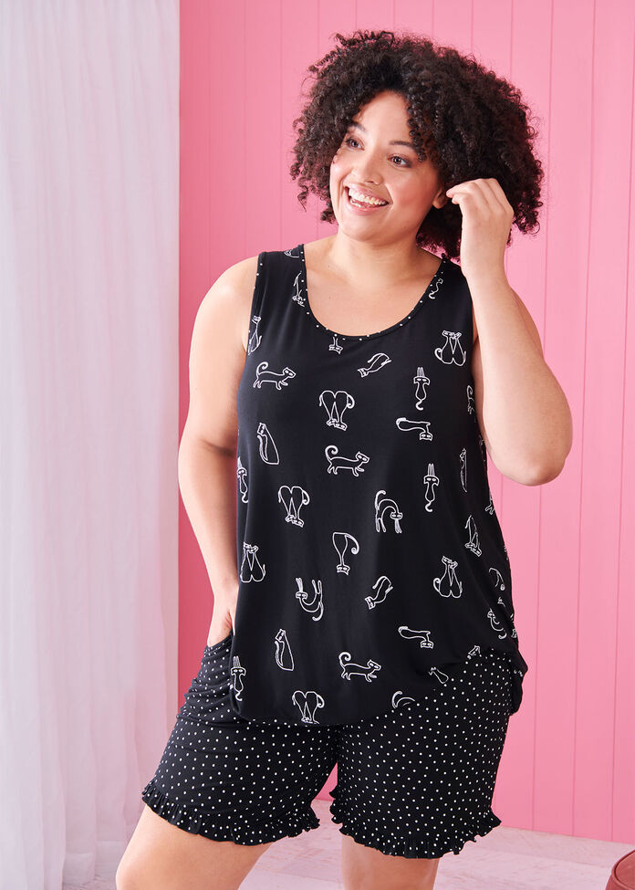 Bamboo Kitty Cat Pj Top, , hi-res