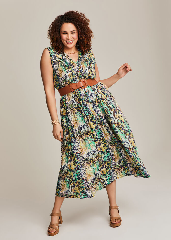 Plus Size Fiesta Sleeveless Maxi Dress Teal Print Taking Shape NZ
