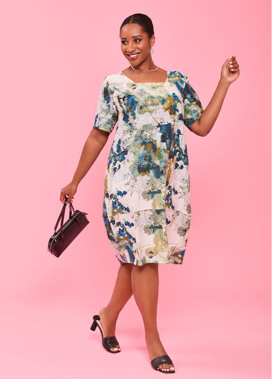 Plus Size Tulip Leaf Natural Dress