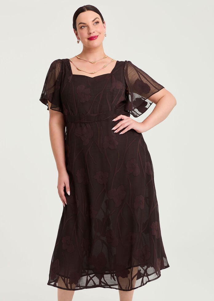 Floral Jacquard Cocktail Maxi Dress, , hi-res