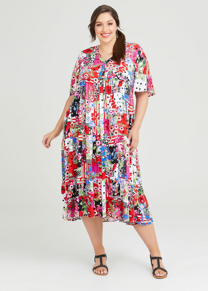 Shop Plus Size Bamboo Wild Soul Tier Dress in Multi | Sizes 12-30 ...