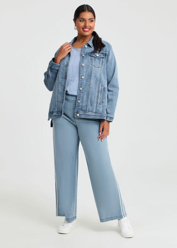 Denim Side Splits Jacket, EDEN BLUE DENIM, hi-res
