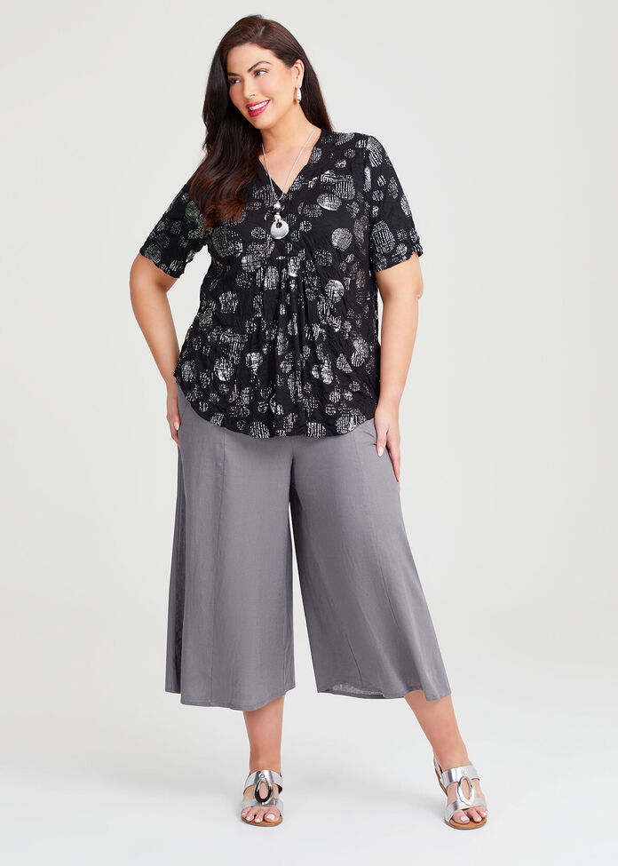 Foil Spot Bamboo V-neck Top, , hi-res