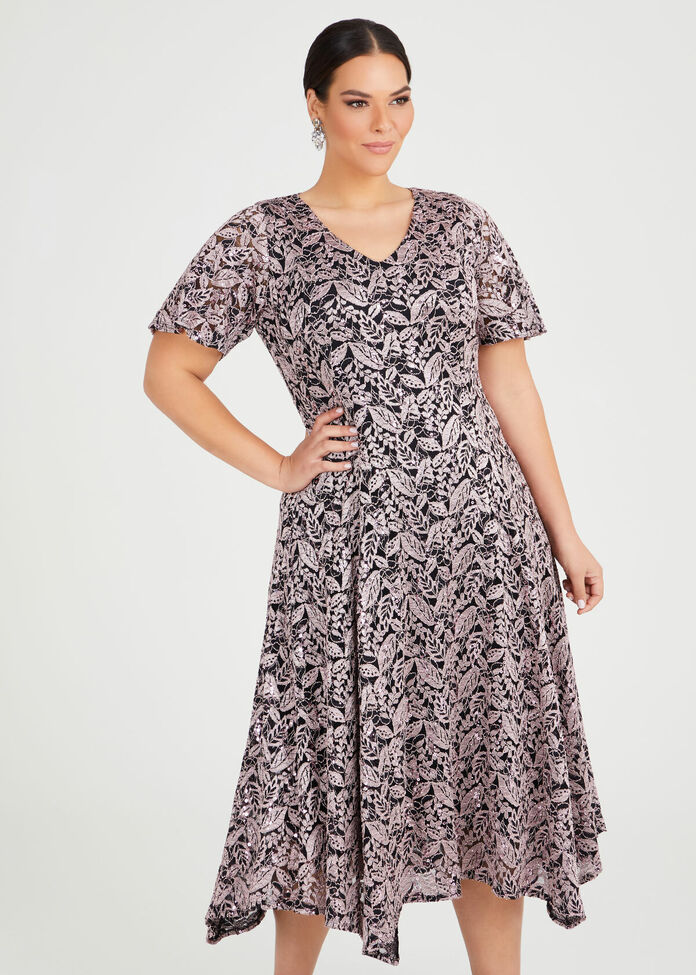 Sequin Lace Formal Dress, , hi-res