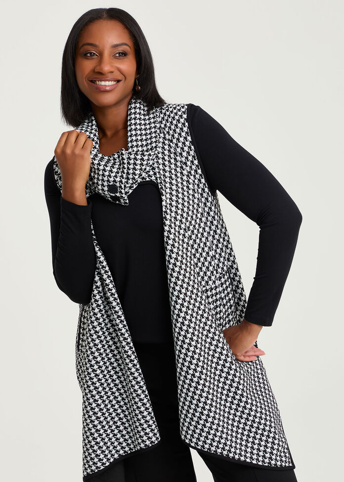 Check Ponte Drape Vest, , hi-res