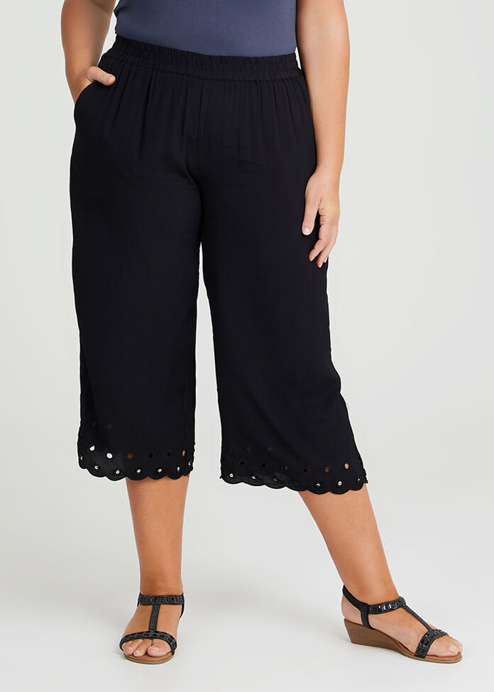 Shop Plus Size Natural Wide Leg Crop Pant in Black | Taking Shape AU
