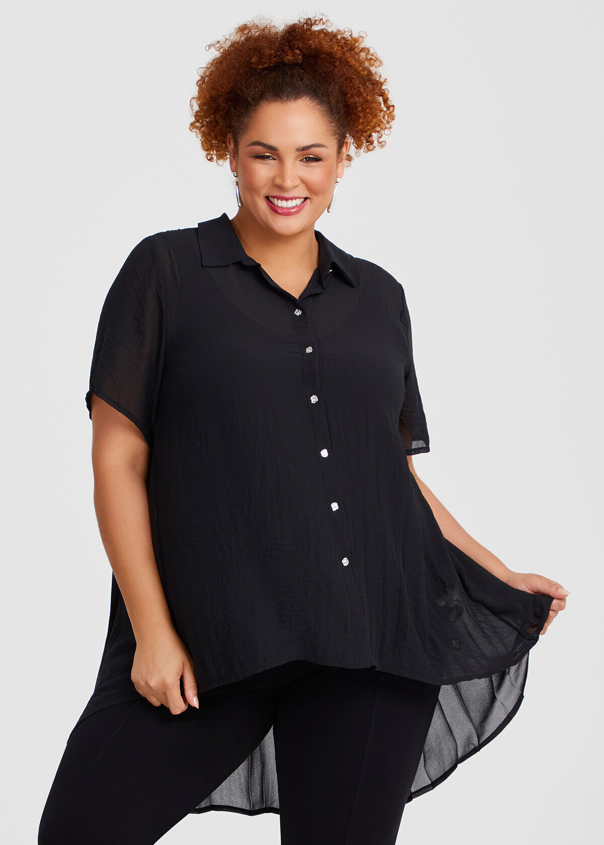 black chiffon shirt plus size