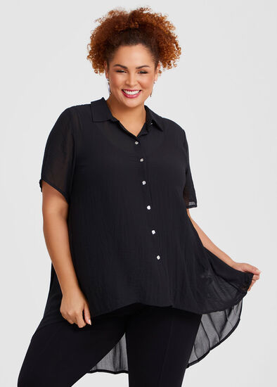 Plus Size Chiffon Pleat Back Detail Shirt