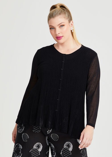 Plus Size Plisse Knit Natural Cardigan
