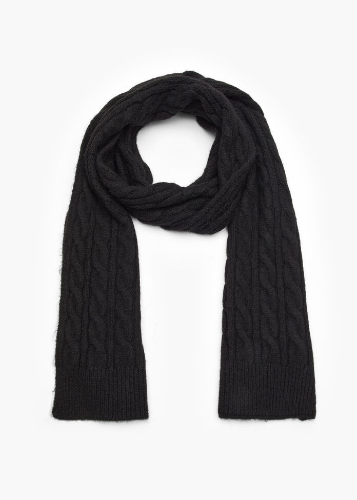 Shop Mottled Cable Knit Scarf in Black | Accessories | Taking Shape NZ