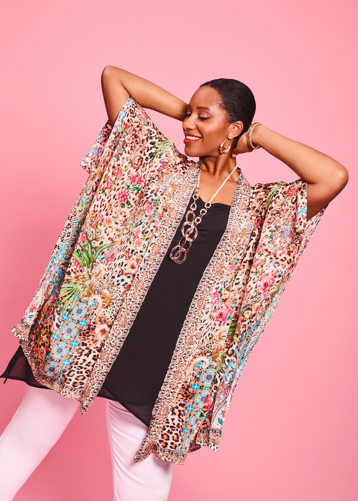 Shop Plus Size Natural Party Kimono, Multi | Taking Shape AU