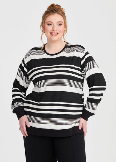 Plus Size Striped Tunic Sweat Top