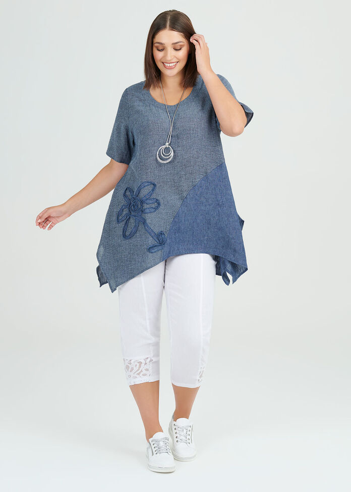 Simply Blues Linen Tunic, , hi-res