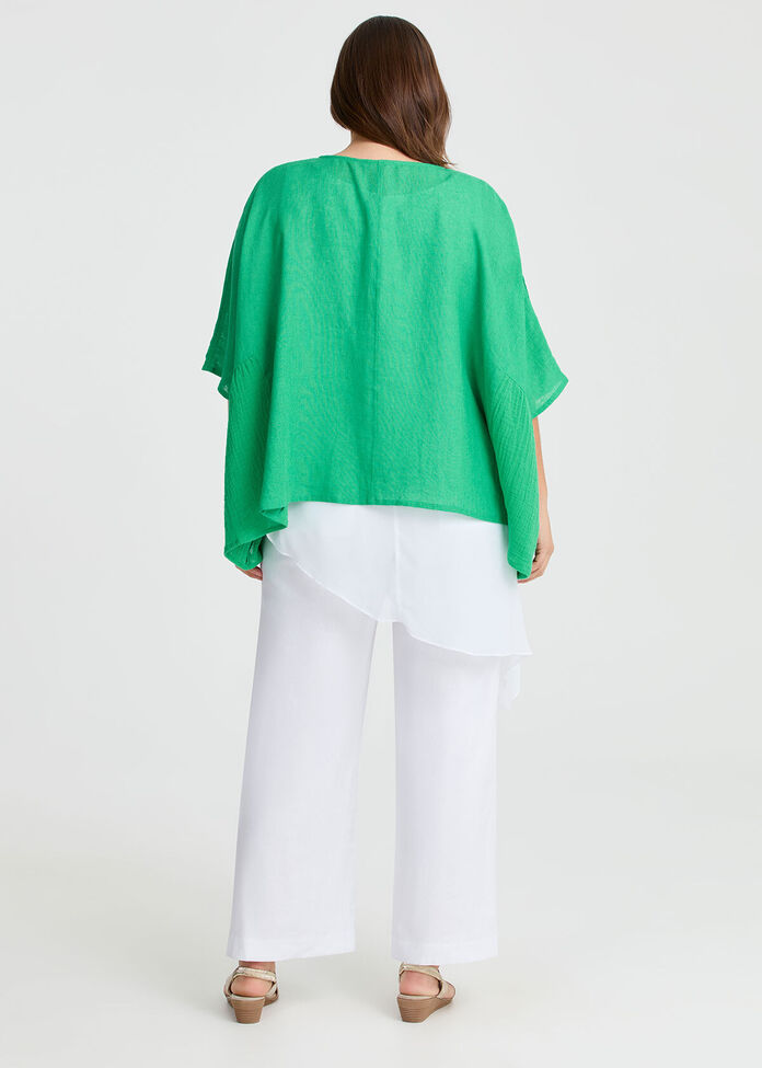 Linen Blend Carmen Overtop, , hi-res