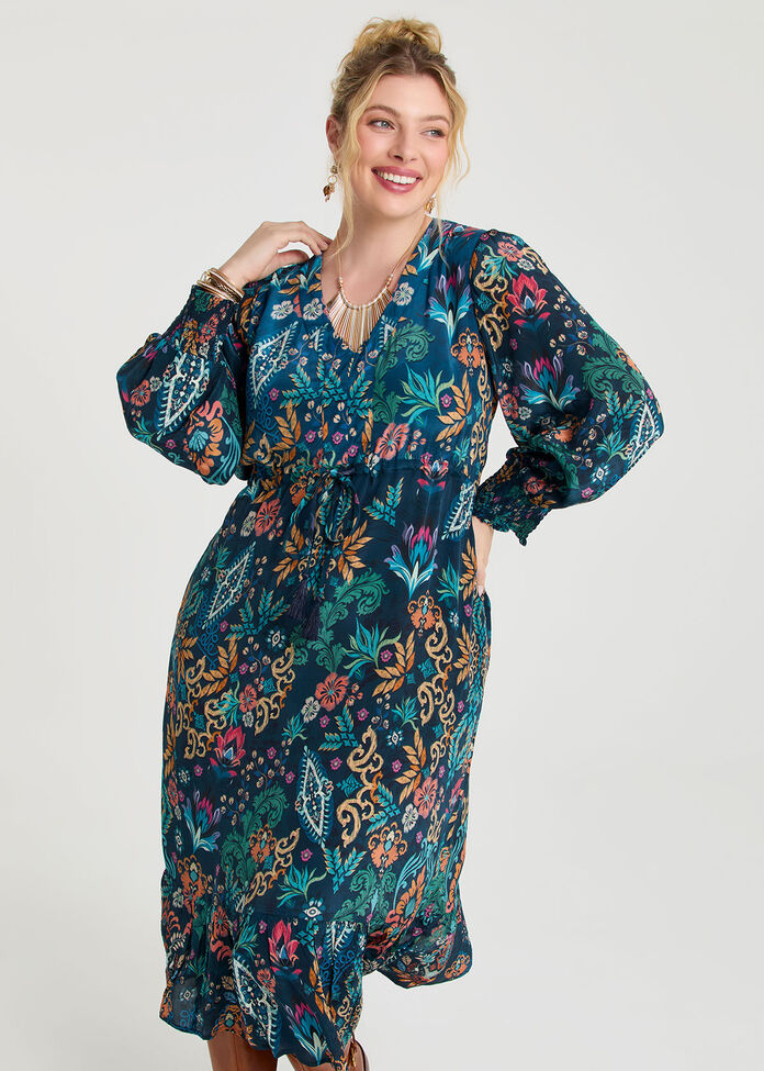Natural Ornate Paisley Dress, , hi-res