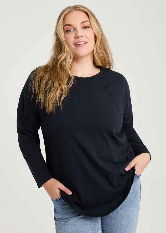 Cotton Hi-lo Seam Detail Top, , hi-res