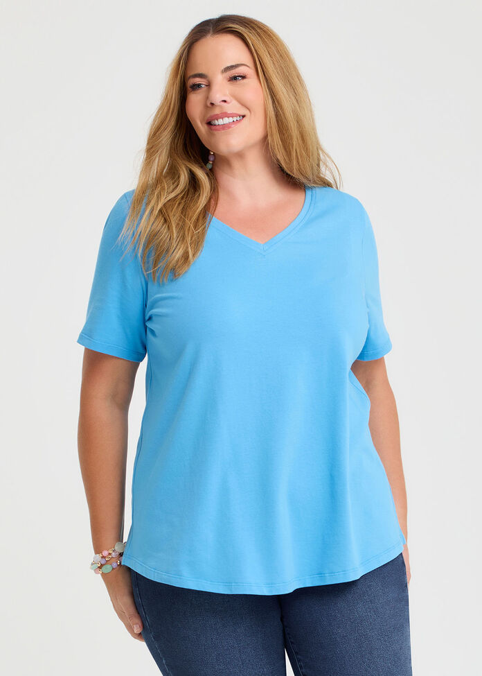 Organic Cotton V-neck T-shirt, , hi-res
