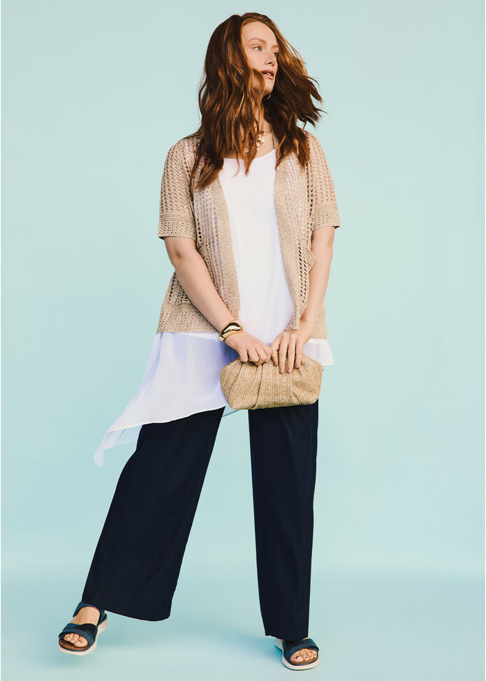 Stretch Linen Bea Wide Leg Pant, , hi-res