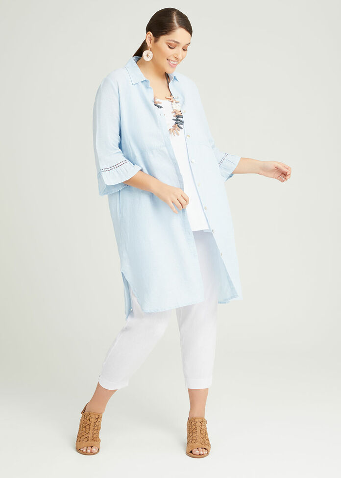 Linen Ava Longline Shirt, , hi-res