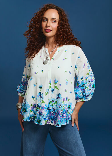 Plus Size Natural Blooming Border Top