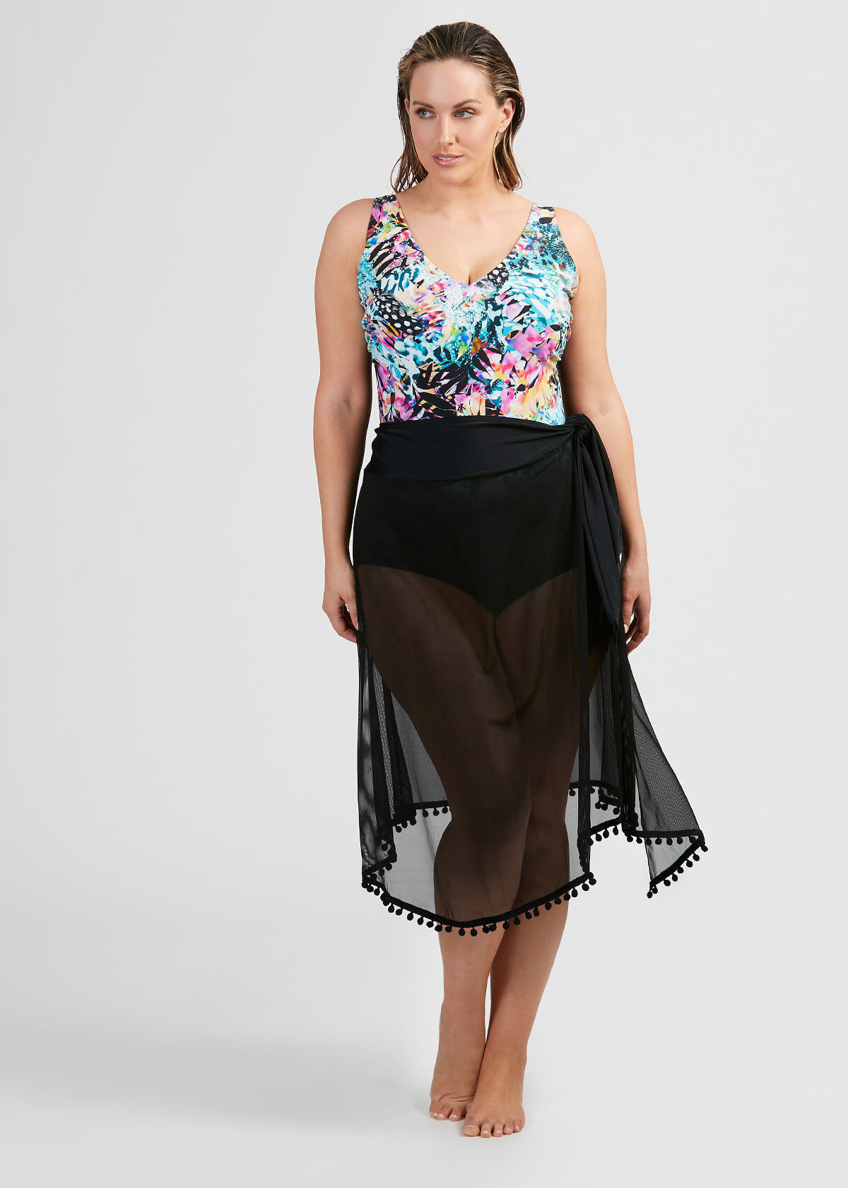 Plus size black sarong on sale