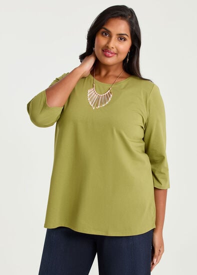 Plus Size Good Earth Australian Cotton 3/4 Sleeve T-Shirt