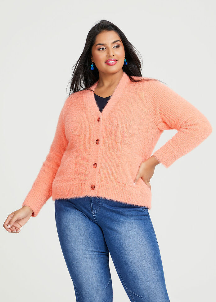 Fluffy Knit Short Cardigan, , hi-res