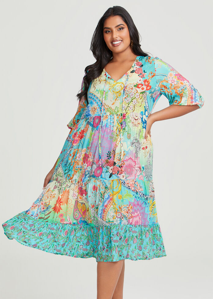 Shop Plus Size Natural Amalfi Boho Dress in Multi | Sizes 12-30 ...