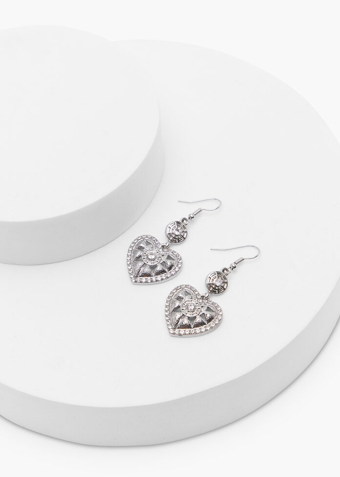 Filigree Heart Earrings, , hi-res