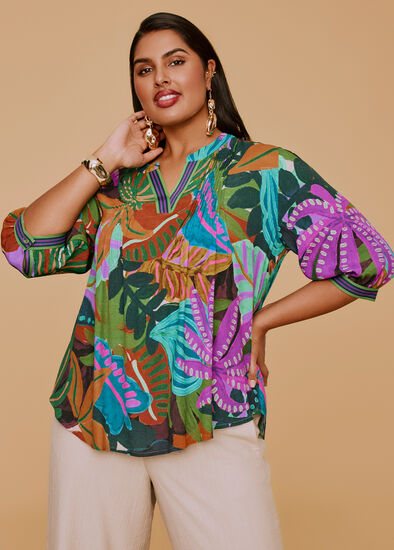 Plus Size Natural Into The Jungle Top