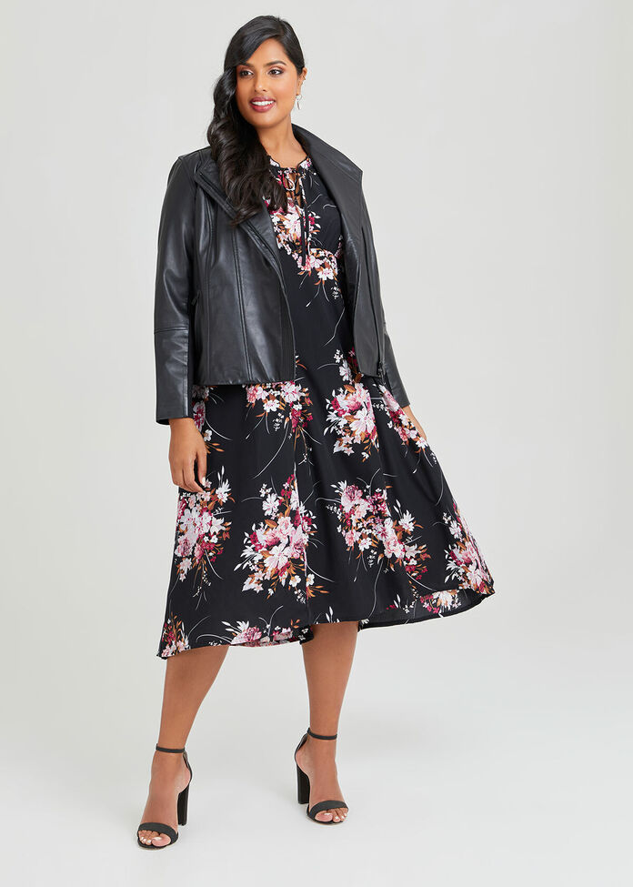 Floral Dress With Leather Jacket Leather Jacket Floral Dress With