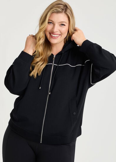 Plus Size Luxe Touch Trim Detail Hoodie